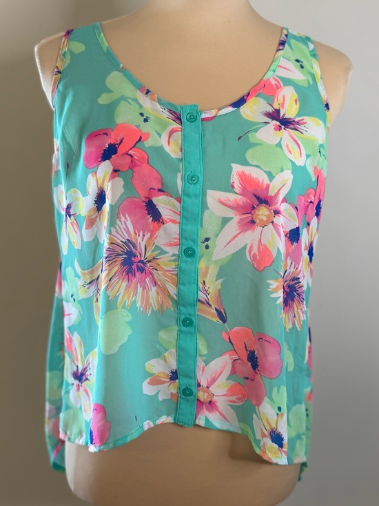 Candie's Tops - Candies floral tank top teal pink purple SZ XS